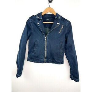 Hudson Jeans Girls Denim Motorcycle Jacket - Size Extra Large XL - Dark Wash - Z